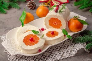 Десерт "Мандарины в снегу" без выпечки
